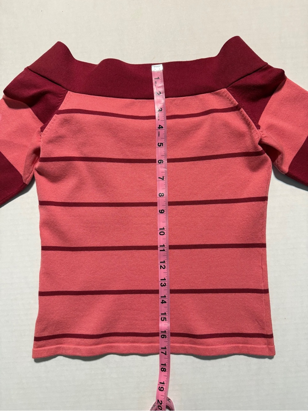 Bebe Vintage Y2K Womens Sz Medium Tulip & Berry Striped Boatneck Sweater w/Bow - Picture 8 of 9